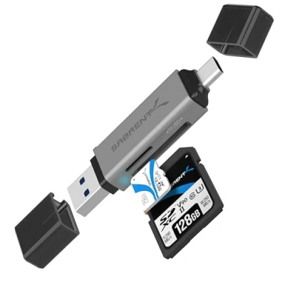 Afbeelding van Sabrent USB 3.0 en Type C OTG Kaartlezer Ondersteunt SD, SDHC, SDXC, MMC/MicroSD, T Flash (CR BCA2)