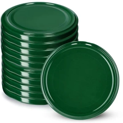 Afbeelding van KADAX Schroefdeksel fi89 mm, reservedekselset van metaal, To89, inmaakdeksel geschikt voor 1700 ml potten, twist off deksel met 6 vergrendeltanden, (10 stuks, groen)