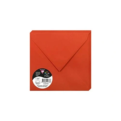 Afbeelding van Clairefontaine 55733C enveloppen, rubber, vierkant, 16,5 x cm, 120 g/m², kleur: koraalrood, uitnodigingen voor evenementen en correspondentie, collectie pollen, premium papier, glad, 20 stuks