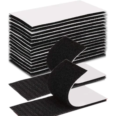 Afbeelding van QILIMA 20 stuks klittenband, zelfklevend, extra sterk, dubbelzijdig klevend, industriële klittenbandsluiting, zwart, plakband, voor muren, vloeren, deuren, kunststof glazen, rechthoekig