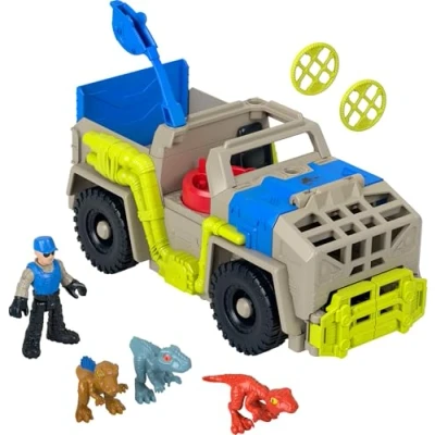 Afbeelding van Fisher Price Imaginext Jurassic World Dinosaurusspeelgoed, Opsporen en Vervoeren Dinotruck, set met voertuig figuren, voor peuters kleuters vanaf 3 jaar, HRK69