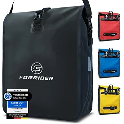 Afbeelding van Forrider Fietstas voor bagagedrager, waterdicht, reflecterend, 22 l, bagagedragertas, zadeltas fiets om te winkelen, fietstochten (zwart)
