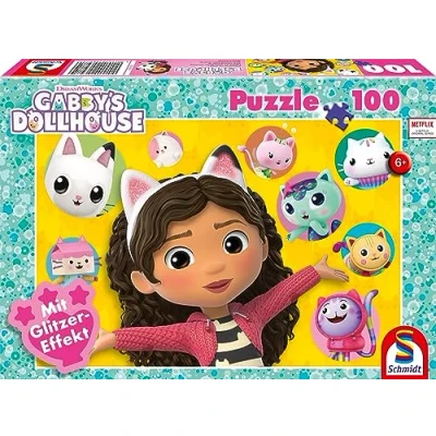 Afbeelding van Schmidt Spiele 56475 glitterpuzzel, Gabbby en haar vrienden, 100 stukjes kinderpuzzel