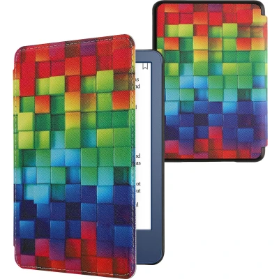 Afbeelding van kwmobile e reader hoesje compatibel met Amazon Kindle (2022) Magneetsluiting Ereader case Regenboog Kusbussen in meerkleurig/groen/blauw