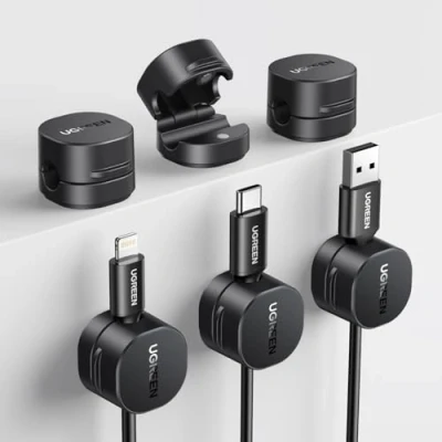 Afbeelding van UGREEEN 6 Pack Kabelhouders met Kabelclips, Magnetische Zelfklevende Kabelorganizer, Kabelbeheer voor USB oplaadkabels, Stroomkabels, Audiokabels, Compatibel Kabels tot 7,5 mm