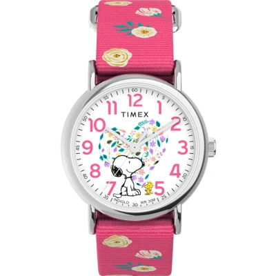 Afbeelding van Timex Peanuts Weekender TW2W83100 Horloge Textiel Roze Ø 38 mm