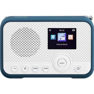 Afbeelding van Sangean WFR 39 Zakradio met internetradio Internet, DAB, VHF (FM) Internetradio, FM, WiFi Spotify, Wekfunctie, Oplaadbaar Wit, Blauw
