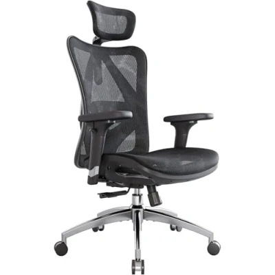 Afbeelding van SIHOO Ergonomische bureaustoel, computer verstelbare hoge 3D rugleuning, ademend, huidvriendelijk netweefsel, met armleuning, lendensteun, modern, zwart