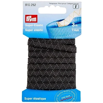 Afbeelding van PRYM SUPER ELASTIEK 7MM ZWART 1X3 METER.