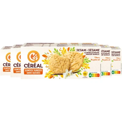 Afbeelding van 5x Céréal Sesamkoekjes met Vanillesmaak 132 gr