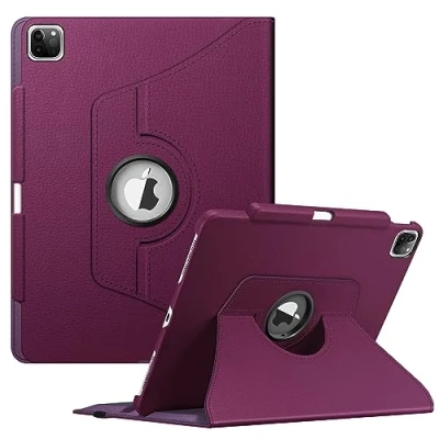 Afbeelding van Fintie Hoes voor iPad Pro 12.9 2021 5e Generatie/iPad 4e Gen 2020/3e 2018 360 Graden Verstelbare Beschermhoes Vover met Potloodhouder, Auto Sleep/Wake, Paars