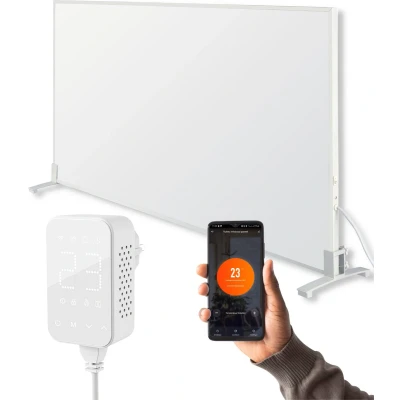 Afbeelding van Infrarood Verwarmingspaneel 600 Watt met Wifi thermostaat Elektrische verwarming Vrijstaand Wit