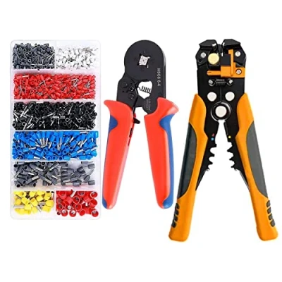 Afbeelding van QeeHeng Ferrule Krimptang Tool Kit, Wire Crimper Stripper Verstelbare Ratchet Tool, Met 1200PCS Draad Terminals Krimpconnectoren