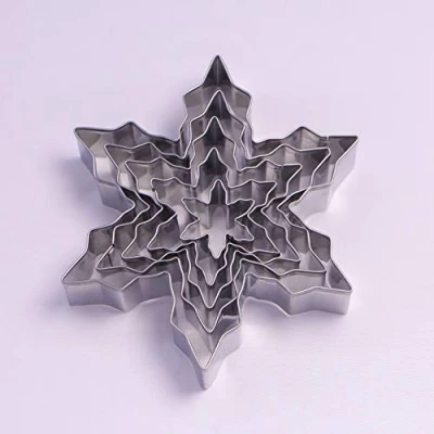 Afbeelding van Keewah Winter Snowflake koekjesvormset 5 stuks roestvrij staal