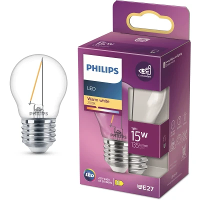 Afbeelding van Philips LED Kogellamp Transparant 15 W E27 warmwit licht