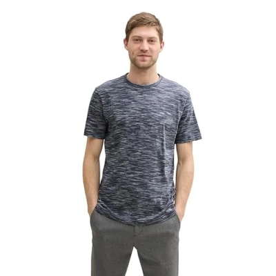 Afbeelding van TOM Tailor Melangeoptik Tshirt basic, Heren, Maat: 3XL, Navy white inject