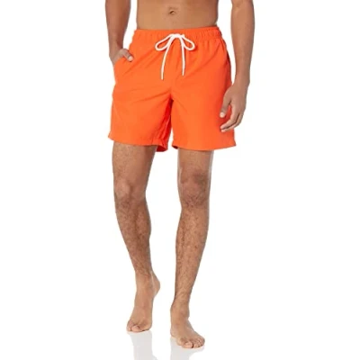 Afbeelding van Amazon Essentials Men&#039;s Sneldrogende zwembroek met binnenbeenlengte van 18 cm, Oranje, XL
