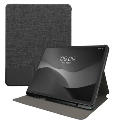 Afbeelding van kwmobile hoes geschikt voor Apple iPad Air 13&quot; (6. Gen 2024) / Pro 12.9&quot; (2018/2020/2021/2022) Slanke tablethoes met standaard Tablet cover in antraciet zwart