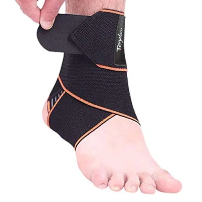 Afbeelding van Teylam enkelbandage, verstelbare bandage enkelgewricht, flexibele ultradunne voetbandage, lopen voetbal, rechter en linker enkel (oranje)