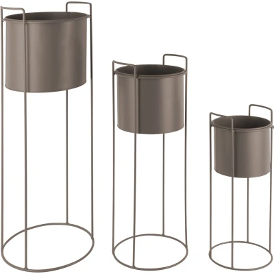 Afbeelding van Present Time Plant Pot Set Essence Donkergrijs