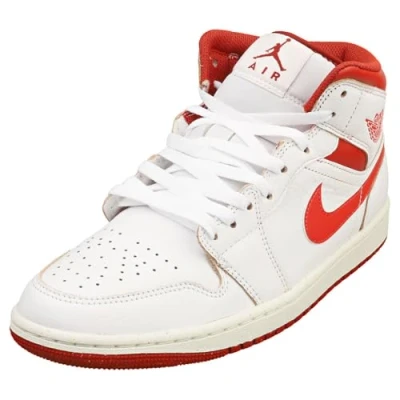 Afbeelding van Jordan AIR 1 MID SE Sneakers hoog, Heren, Maat: 44, White/lobster/dune red/sail Leer en textiel
