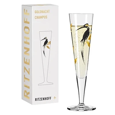 Afbeelding van Ritzenhoff 1071021 champagneglas, 200 ml, serie Goldnacht nr. 21, elegant designstuk met echt goud, Made in Germany