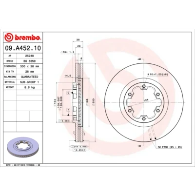Afbeelding van Brembo Remschijf 09.A452.10