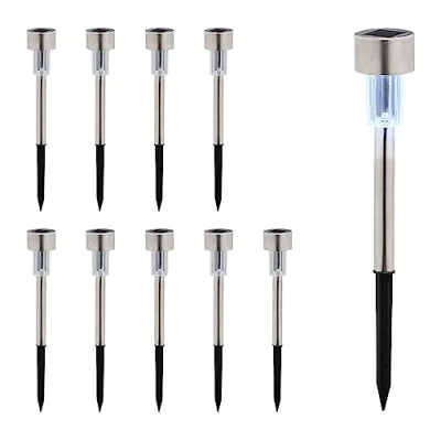 Afbeelding van Relaxdays solarlampen set solar tuinverlichting stekers led buitenlampen tuinlamp Pak van 10