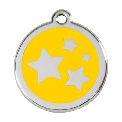 Afbeelding van Star Yellow roestvrijstalen hondenpenning large/groot dia. 3,8 cm RedDingo