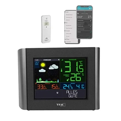 Afbeelding van TFA Dostmann VIEW METEO 35.8000.01 WiFi weerstation Verwachting voor 12 uur Aantal sensoren max.: 1