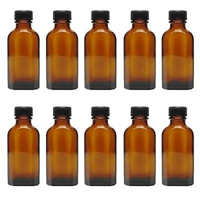 Afbeelding van mikken 10 medicijnflessen in bruin glas apothekersflessen incl. etiketten van 50 ml, zwart