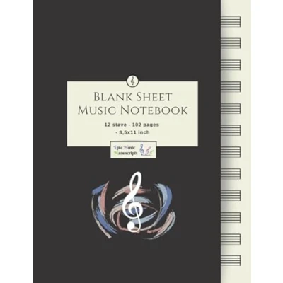 Afbeelding van Blank Sheet Music Notebook: Manuscript Paper / White Marble Notebook for Musicians Staff Composition Books Gifts ... * Large 12 Stave 102 pages