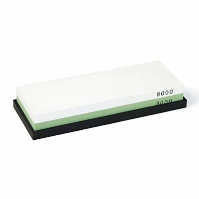 Afbeelding van Rockingham Forge SUPERSHARP PRO 2 in 1 combinatie Whetstone, 3000/8000 Grit extra brede Deluxe messenslijpsteen, antislip basis, 24 x 8 4,5 cm, fijn/SUPERFINE