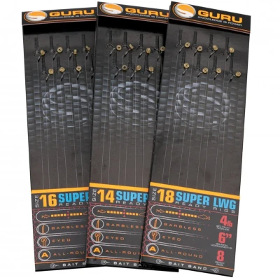 Afbeelding van Guru Super LWG Bait Band Rigs 6&quot; 14 (0.17mm) Witvis onderlijnen