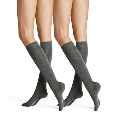 Afbeelding van Hudson Kniekousen voor dames, verpakking van 2 stuks, grijs gemêleerd, 39 42 EU
