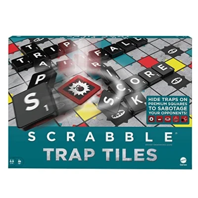 Afbeelding van Mattel Games HLM17 Scrabble Risque de piège (Version Allemande), Jeu société Mots croisés, Familial pour Adultes et Enfants à partir 10 Ans