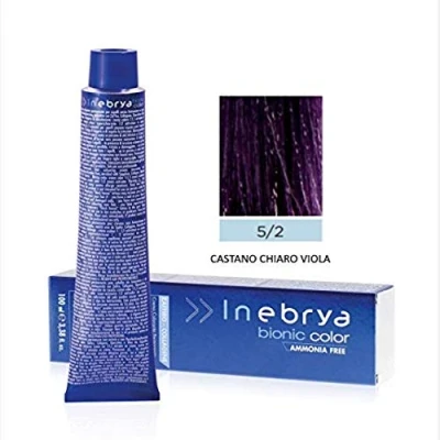 Afbeelding van Inebrya Bionic Color Haarkleur Creme Kleuring Permanent zonder ammoniak 100ml 05/2 Light Chestnut Violet / Hellbraun Violett