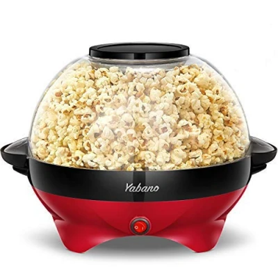 Afbeelding van Yabano Popcornmachine voor thuis, maker met suiker en olie, afneembaar verwarmingsoppervlak, popcornpopper, anti aanbaklaag, groot deksel als serveerschaal, ruimtebesparende opslag