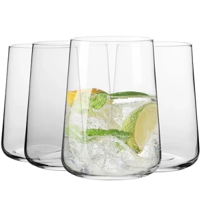 Afbeelding van Krosno Glazen voor water, dranken en sappen elegant design loodvrij inhoud Infinity collectie ideaal thuis, restaurants, feesten vaatwasmachinebestendig (4 stuks 490 ml)