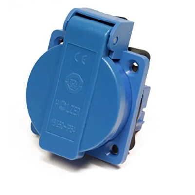 Afbeelding van 8 stuks/inbouwstopcontact, Schuko stopcontact, 16 A met IP54 / + flensafdichting (blauw)