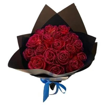 Afbeelding van ZXH Glitter Rozen Boeket, Kunstrozen met stengels, Rode Rozen, Ramo De Rosas Eternas, Kunstbloemen voor Ambachten, Bruiloft Boeket Tafeldecoraties Feest Woondecoratie