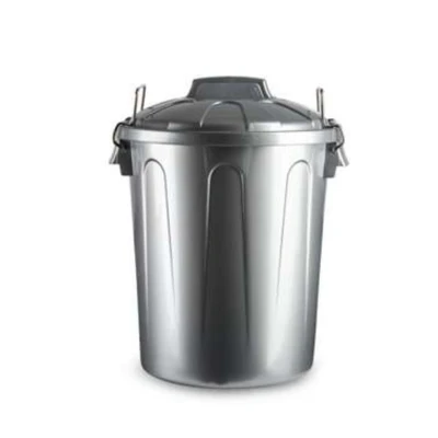 Afbeelding van Kunststof afvalemmers/vuilnisemmers zilver 21 liter met deksel Prullenbakken