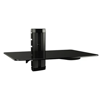 Afbeelding van RICOO HiFi wandrek van glas, met kabelgoot, dvd B1, tv plank, wandhouder glazen plank voor Blu ray, speler, beamer, Playstation PS5, PS4, Xbox, gaming, meubels en