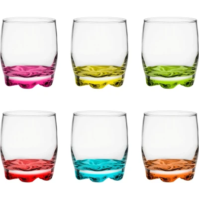 Afbeelding van Glasmark Drinkglazen/waterglazen Tumblers glas gekleurde basis 6x stuks 250 ml Drinkglazen