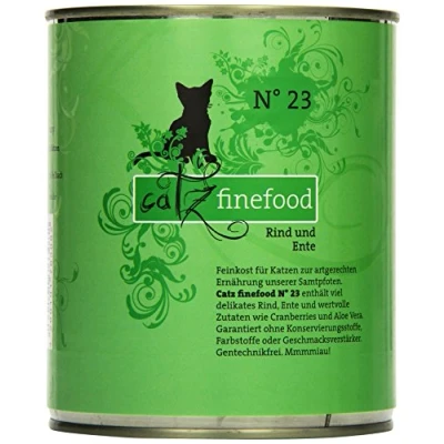 Afbeelding van catz finefood N 23 Rund &amp; eend fijnvoer kattenvoer nat, verfijnd met cranberry aloë vera, 6 x 800 g blikjes