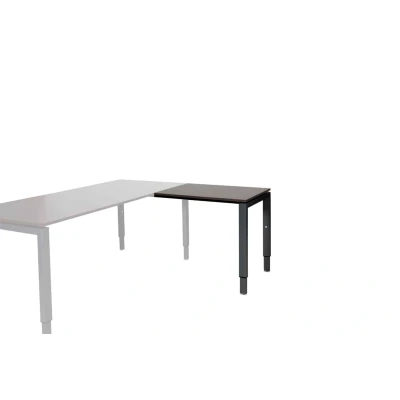 Afbeelding van Domino aanbouwtafel, hoogte instelbaar (62 85cm) met 80x60cm &#039;zwevend&#039; licht grijs 25mm blad en zwart (RAL9005) N poot frame
