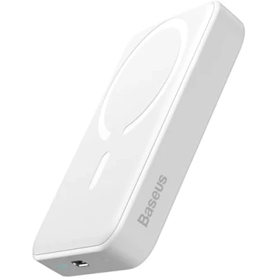 Afbeelding van Baseus Magsafe Powerbank 10.000 mAh, draadloze magnetische Powerbank, externe batterij voor iPhone 15/14/13/12 serie, PD 20W USB C Mini wit