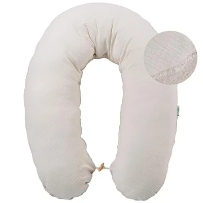 Afbeelding van Voedingskussen Zwangerschapskussen Opbergkussen Ökotex Made in Germany Vulling van EPS parels 100% katoenen hoes, afneembaar XXL 190 x 30 cm Sei Design