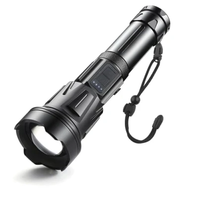 Afbeelding van ASORT LED zaklamp extreem helder 40000 lumen, XHP360 met COB zijlicht, USB oplaadbaar, IPX67 waterdicht, zoombaar, fakkel voor kamperen, wandelen en noodgevallen, gebruik (26650 accu)