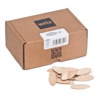 Afbeelding van WFix Vlakke pluggen van massief beukenhout in robuuste doos compatibel met de deuvels en lamellofrese houten zoals Lamello Maat 20 / 250Stk